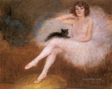 Bailarina con un gato negro bailarina de ballet Carrier Belleuse Pierre Pinturas al óleo